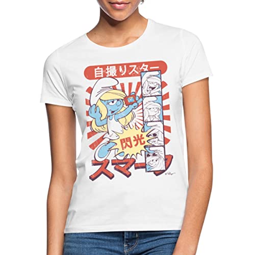 Spreadshirt Die Schlümpfe Schlumpfine Selfie Japanisch Frauen T-Shirt, XL, weiß von Spreadshirt