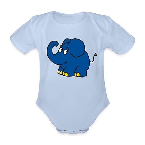 Spreadshirt Die Sendung Mit Der Maus Der Kleine Elefant Baby Bio-Kurzarm-Body, 68 (3-6 M.), Sky von Spreadshirt