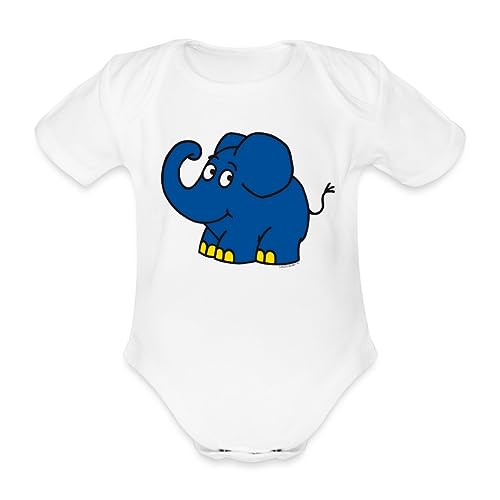 Spreadshirt Die Sendung Mit Der Maus Der Kleine Elefant Baby Bio-Kurzarm-Body, 68 (3-6 M.), weiß von Spreadshirt