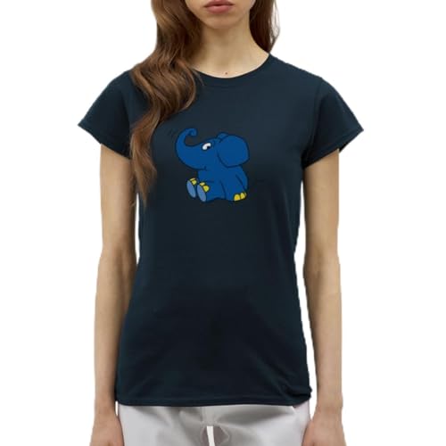 Spreadshirt Die Sendung Mit Der Maus Elefant Sitzend Frauen T-Shirt, M, Navy von Spreadshirt