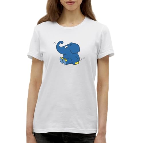 Spreadshirt Die Sendung Mit Der Maus Elefant Sitzend Frauen T-Shirt, XXL, weiß von Spreadshirt