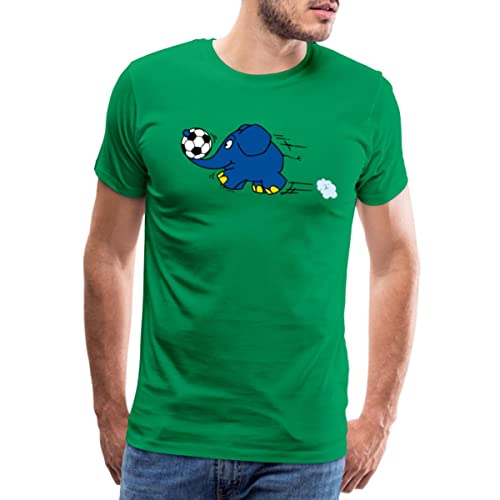 Spreadshirt Die Sendung Mit Der Maus Elefant hält Fußball Männer Premium T-Shirt, 4XL, Kelly Green von Spreadshirt