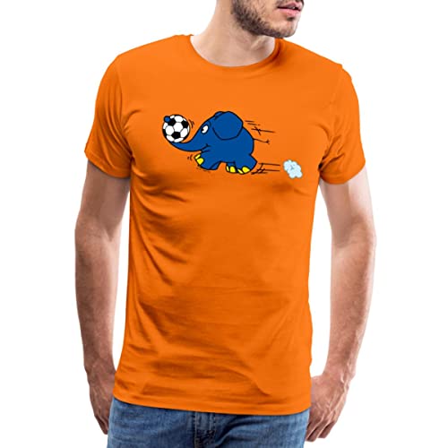 Spreadshirt Die Sendung Mit Der Maus Elefant hält Fußball Männer Premium T-Shirt, XXL, Orange von Spreadshirt