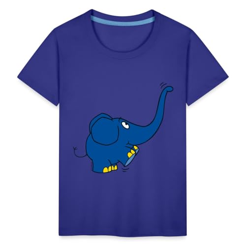 Spreadshirt Die Sendung Mit Der Maus Kleiner Elefant Spielt Kinder Premium T-Shirt, 98/104 (2 Jahre), Königsblau von Spreadshirt