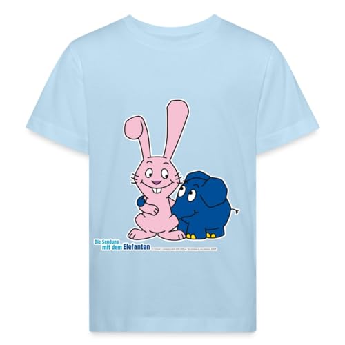 Spreadshirt Die Sendung Mit Der Maus Kleiner Elefant Und Hase Kinder Bio-T-Shirt, 110/116 (5-6 Jahre), Hellblau von Spreadshirt