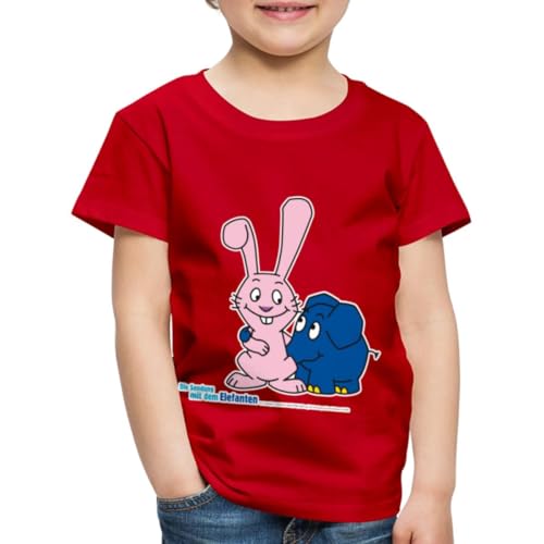 Spreadshirt Die Sendung Mit Der Maus Kleiner Elefant Und Hase Kinder Premium T-Shirt, 110/116 (4 Jahre), Rot von Spreadshirt