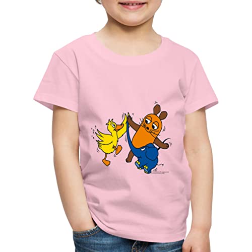 Spreadshirt Die Sendung Mit Der Maus Tanzt Mit Elefant Und Ente Kinder Premium T-Shirt, 122/128 (6 Jahre), Hellrosa von Spreadshirt