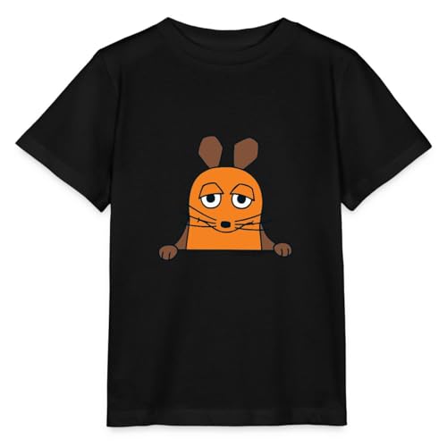 Spreadshirt Die Sendung mit der Maus Maus Lächeln Stanley/Stella Kinder T-Shirt, 98/104 (3-4 Jahre), Schwarz von Spreadshirt