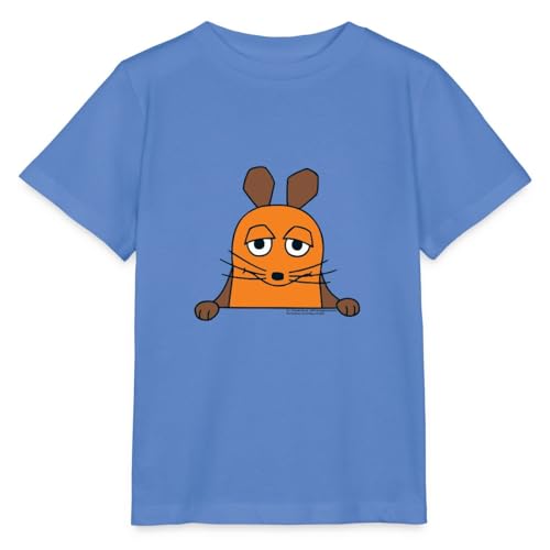 Spreadshirt Die Sendung mit der Maus Maus Lächeln Stanley/Stella Kinder T-Shirt, 110/116 (5-6 Jahre), Blau von Spreadshirt