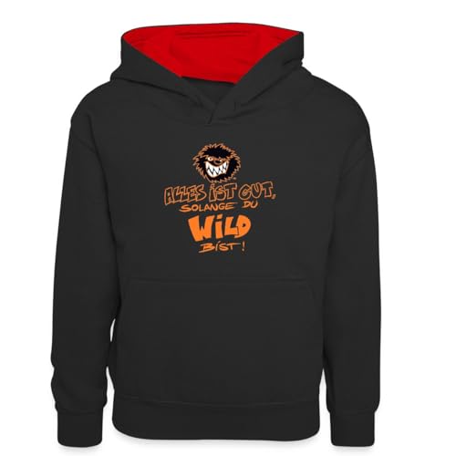 Spreadshirt Die Wilden Kerle Spruch Motto mit Logo Kinder Kontrast-Hoodie, XS (3/4 Years), Schwarz/Rot von Spreadshirt
