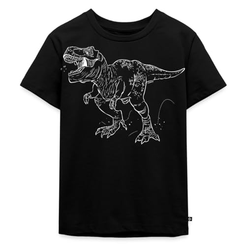 Spreadshirt Dinosaurier Tyrannosaurus Rex T-Rex Skizze Kinder Premium T-Shirt, 122/128 (6 Jahre), Schwarz von Spreadshirt