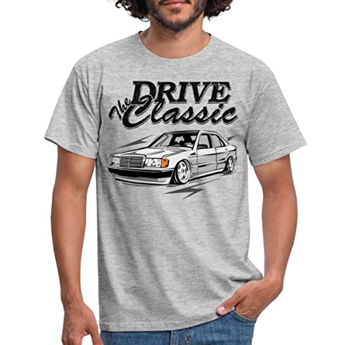 Spreadshirt Drive The Classic Geschenk Youngtimer Auto Fan Männer T-Shirt, 4XL, Grau meliert von Spreadshirt