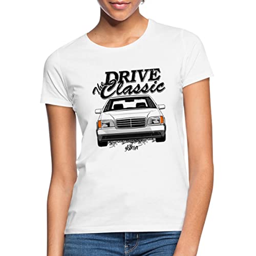 Spreadshirt Drive The Classic Youngtimer Geschenk Auto Fan Spruch Frauen T-Shirt, L, weiß von Spreadshirt