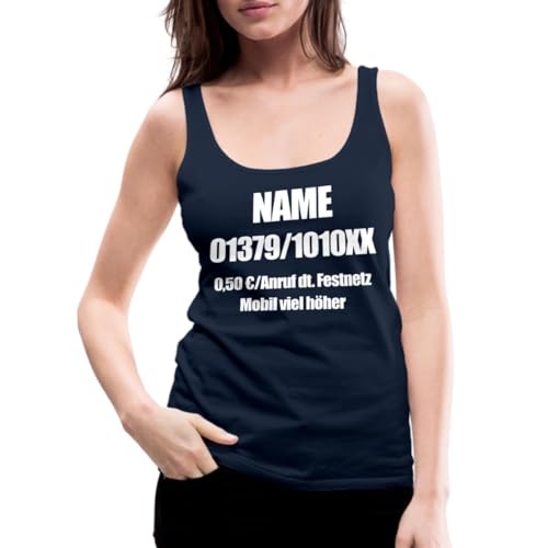 Spreadshirt Dschungelcamp Teilnehmer Outfit Mit Eigenem Namen Und Telefonnummer Frauen Premium Tank Top, XXL, Navy von Spreadshirt