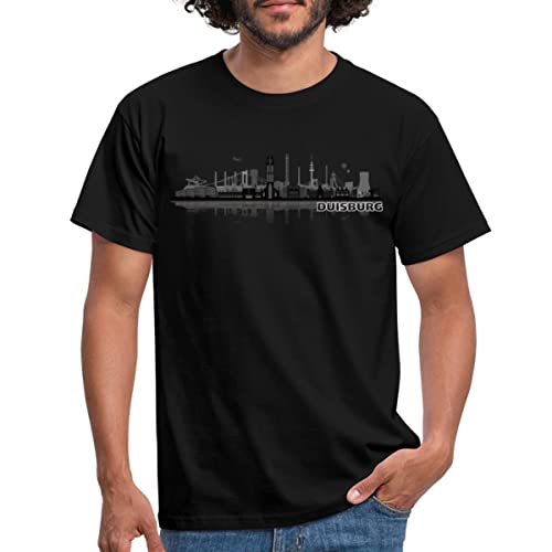 Spreadshirt Duisburg Skyline Stadt Silhouette Männer T-Shirt, XL, Schwarz von Spreadshirt