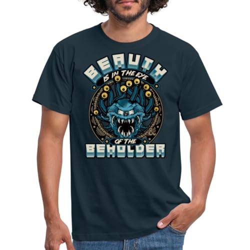 Spreadshirt Dungeons and Dragons Beauth is In Eye of Beholder Männer T-Shirt, M, Navy von Spreadshirt