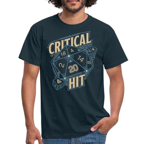 Spreadshirt Dungeons and Dragons D20 Würfel Critical Hit Männer T-Shirt, L, Navy von Spreadshirt