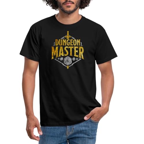 Spreadshirt Dungeons and Dragons Dungeon Master Silber Gold Männer T-Shirt, M, Schwarz von Spreadshirt