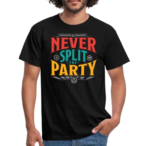 Spreadshirt Dungeons and Dragons Never Split The Party Männer T-Shirt, L, Schwarz von Spreadshirt