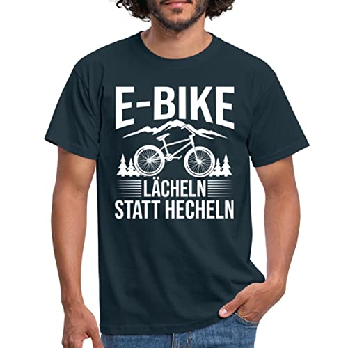 Spreadshirt E-Bike Lächeln statt Hecheln Lustiger Spruch Männer T-Shirt, L, Navy von Spreadshirt