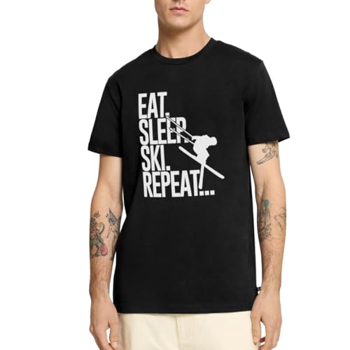 Spreadshirt Eat Sleep Ski Repeat Skifahrer Männer Premium T-Shirt, L, Schwarz von Spreadshirt