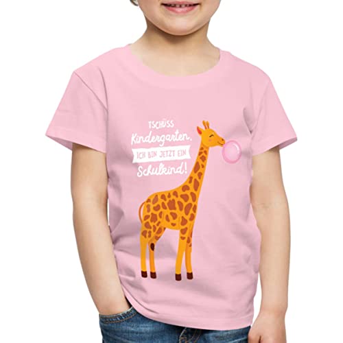 Spreadshirt Einschulung Kindergarten War Gestern Giraffe Kinder Premium T-Shirt, 134/140 (8 Jahre), Hellrosa von Spreadshirt