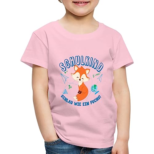 Spreadshirt Einschulung Schulkind 2023 Geschenk Schlau Wie EIN Fuchs Kinder Premium T-Shirt, 122/128 (6 Jahre), Hellrosa von Spreadshirt