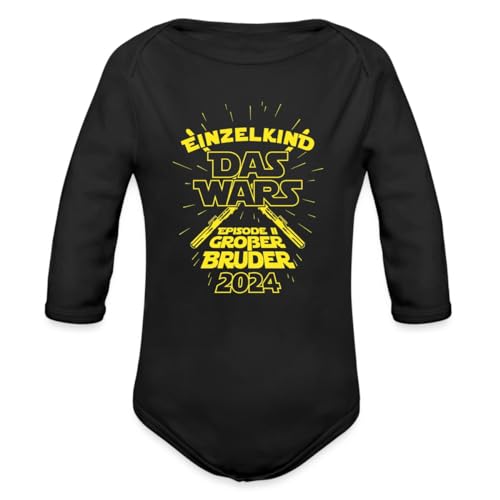 Spreadshirt Einzelkind Das Wars Großer Bruder 2024 Baby Bio-Langarm-Body, 80 (9-12 M.), Schwarz von Spreadshirt