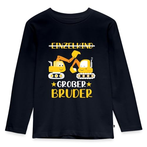 Spreadshirt Einzelkind Großer Bruder Bagger Laster Kinder Premium Langarmshirt, 110/116 (4 Jahre), Navy von Spreadshirt