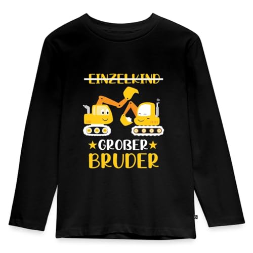 Spreadshirt Einzelkind Großer Bruder Bagger Laster Kinder Premium Langarmshirt, 98/104 (2 Jahre), Schwarz von Spreadshirt