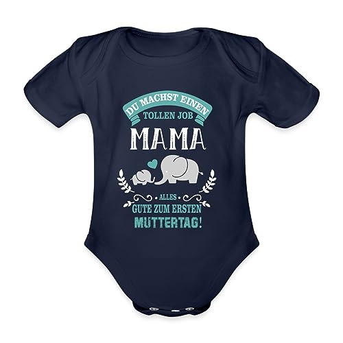 Spreadshirt Erster Muttertag Du Machst Einen Tollen Job Mama Baby Bio-Kurzarm-Body, 68 (3-6 M.), Dunkelnavy von Spreadshirt