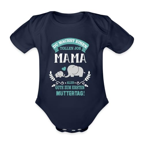 Spreadshirt Erster Muttertag Du Machst Einen Tollen Job Mama Baby Bio-Kurzarm-Body, 74 (6-9 M.), Dunkelnavy von Spreadshirt