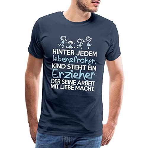 Spreadshirt Erzieher Mit Liebe Lebensfrohe Kinder Männer Premium T-Shirt, XL, Navy von Spreadshirt