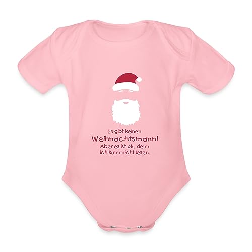 Spreadshirt Es Gibt Keinen Weihnachtsmann Kann Nicht Lesen Baby Bio-Kurzarm-Body, 74 (6-9 M.), Hellrosa von Spreadshirt