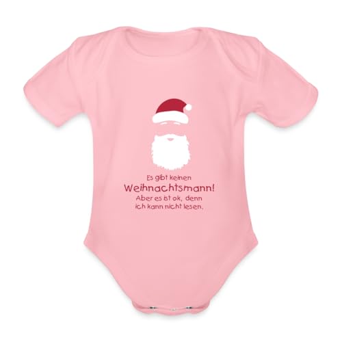 Spreadshirt Es Gibt Keinen Weihnachtsmann Kann Nicht Lesen Baby Bio-Kurzarm-Body, 74 (6-9 M.), Hellrosa von Spreadshirt