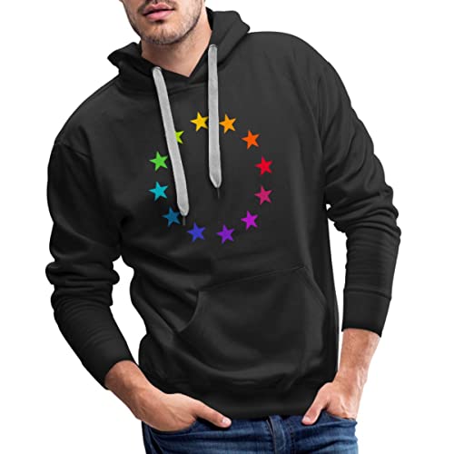 Spreadshirt Europa EU Europäische Union Bunte Sterne Männer Premium Hoodie, L, Schwarz von Spreadshirt