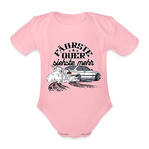 Spreadshirt Fährste Quer Siehste Mehr Drift Geschenk Auto Fan Driften Baby Bio-Kurzarm-Body, 62 (2-3 M.), Hellrosa von Spreadshirt