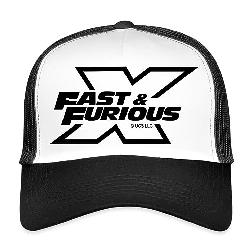 Spreadshirt Fast and Furious 10 Logo mit X schwarz Trucker Cap, One Size, Weiß/Schwarz von Spreadshirt