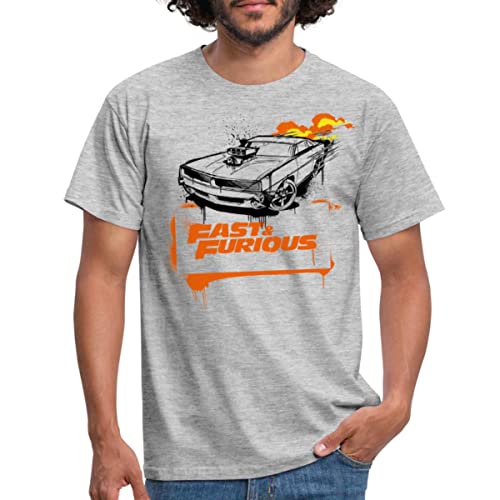 Spreadshirt Fast and Furious Logo Männer T-Shirt, S, Grau meliert von Spreadshirt