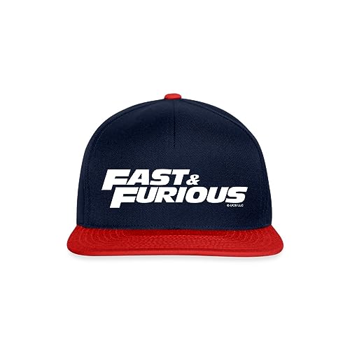 Spreadshirt Fast and Furious klassisches Logo weiß Snapback Cap, One Size, Navy/Rot von Spreadshirt