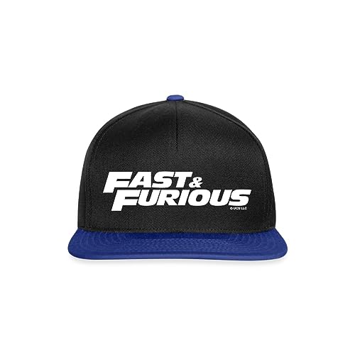 Spreadshirt Fast and Furious klassisches Logo weiß Snapback Cap, One Size, Schwarz/Königsblau von Spreadshirt