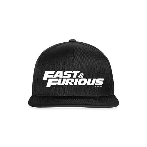 Spreadshirt Fast and Furious klassisches Logo weiß Snapback Cap, One Size, Schwarz/Schwarz von Spreadshirt