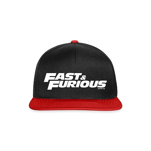 Spreadshirt Fast and Furious klassisches Logo weiß Snapback Cap, One Size, Schwarz/Rot von Spreadshirt