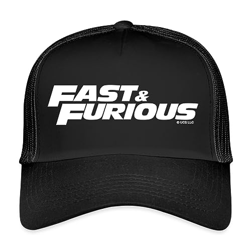 Spreadshirt Fast and Furious klassisches Logo weiß Trucker Cap, One Size, Schwarz/Schwarz von Spreadshirt