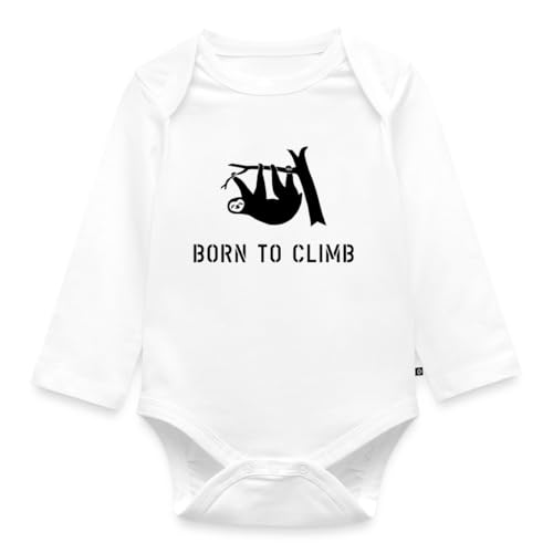 Spreadshirt Faultier Born To Climb Klettern Baby Bio-Langarm-Body, 74 (6-9 M.), Weiß von Spreadshirt