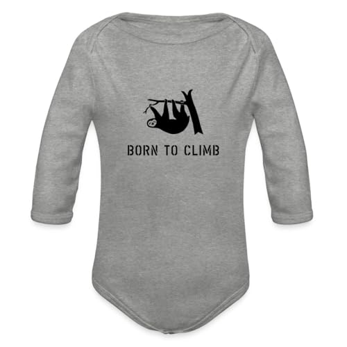 Spreadshirt Faultier Born To Climb Klettern Baby Body Langarm, 80 (9-12 M.), Grau meliert von Spreadshirt