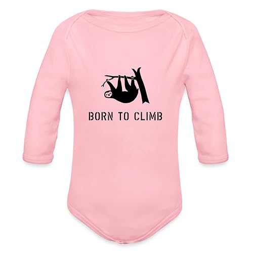 Spreadshirt Faultier Born to Climb Klettern Baby Bio-Langarm-Body, 62 (2-3 M.), Hellrosa von Spreadshirt