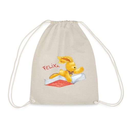 Spreadshirt Felix der Hase Auf Einem Fliegenden Buch Turnbeutel, One size, Natur von Spreadshirt