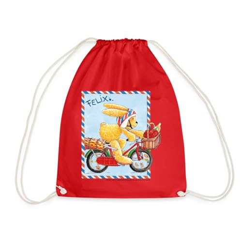 Spreadshirt Felix der Hase Fahrradausflug Turnbeutel, One size, Rot von Spreadshirt