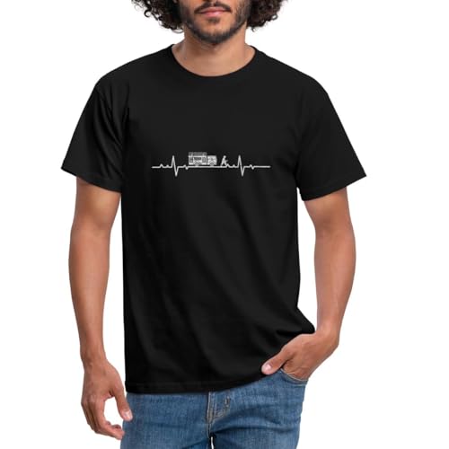 Spreadshirt Feuerwehr Herzschlag Feuerwehrmann ehrenamtlich Männer T-Shirt, 4XL, Schwarz von Spreadshirt